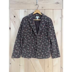 L.L. Bean | Floral Brown Corduroy Button Up Blazer | Size 10 Petite
